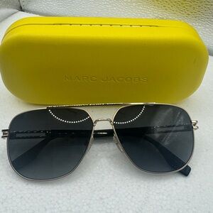Marc Jacobs Gold Aviator Sunglasses with Yellow Case